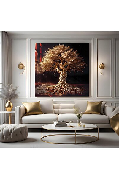 EMYA HOME Tablou pe pânză cu copac de aur