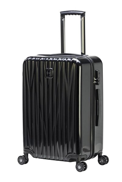 louisiana polo Orta Boy %100 Polikarbon Valiz Parlak Siyah 1815