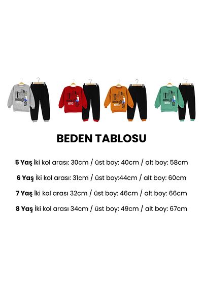Atabay Kids Boy's 3 Rope Raised Tracksuit Set