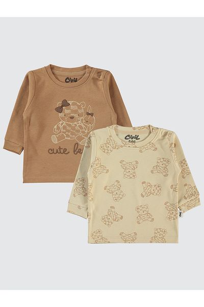 Civil Baby 6-18 Months Baby Girl Sweatshirt Set of 2 - Brown