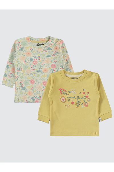 Civil Baby 6-18 Months Baby Girl Mustard Sweatshirt Set of 2