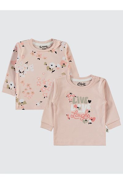 Civil Baby 6-18 Months Baby Girl Sweatshirt Set of 2 - Powder