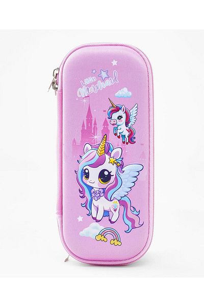Bonfino Bonfino Unicorn Theme Pencil Case, Sturdy, Zipper Closure,  23 x 11 x 4 cm, 5 Years+ - Pink