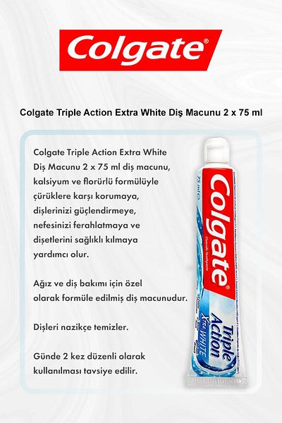 Colgate Triple Action Extra White Toothpaste - 2 X 75 Ml, Buy 5 Get 4, Rosie Cotton