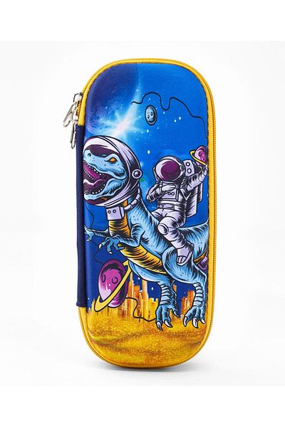 Bonfino Bonfino Astronaut Theme Pencil Case, Sturdy, Zipper Closure, 23 x 11 x 4 cm, 5 Years+ - Blue