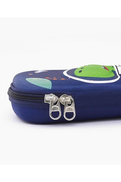 Bonfino Bonfino Dino Theme Pencil Case, Sturdy, Zipper Closure, 23 x 11 x 4 cm, 5 Years+ - Blue