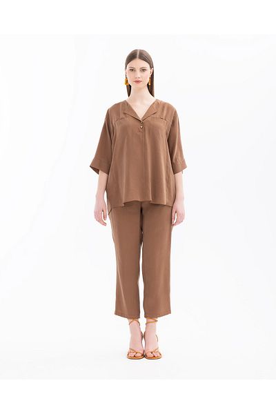 SEÇİL High Waist Wide Leg Plus Size Trousers