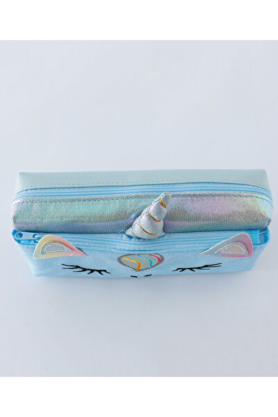 Fab N Funky Unicorn Pencil Case with Zip Closure, Durable, Blue for Kids 3+ Years