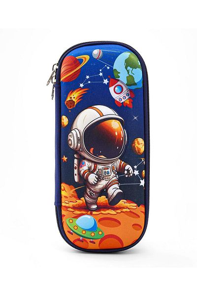 Bonfino Bonfino Astronaut Travel Pencil Case, Sturdy, Zipper Closure, 23 x 11 x 4 cm, 5 Years+ - Blue