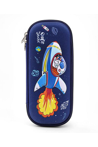 Bonfino Bonfino Space Theme Pencil Case, Sturdy, Zipper Closure, 23 x 11 x 4 cm, 5 Years+ - Blue