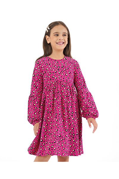 Primo Gino Primo Gino Cotton Elastane Full Sleeves Dress with Leopard Print -...