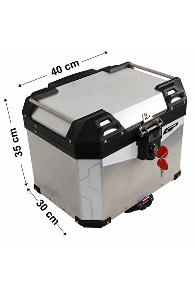 GP KOMPOZİT Universal 37 lt Alüminyum Motosiklet Çantası Gri