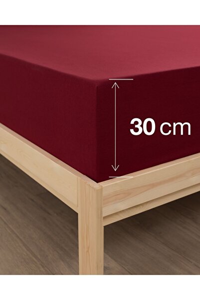 MODELHOME Ranforce Akfil Burgundy Fitted Sheet with Pillowcases Single Double Size Fitted Sheet Set