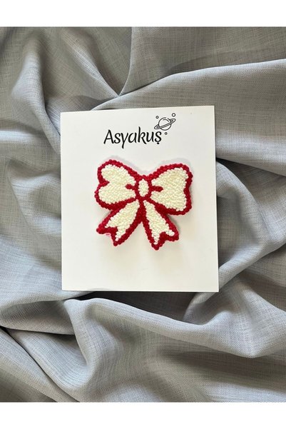 asyakuş Efsarstudio Handmade Bow Patterned Punch Embroidery Automatic Buckle