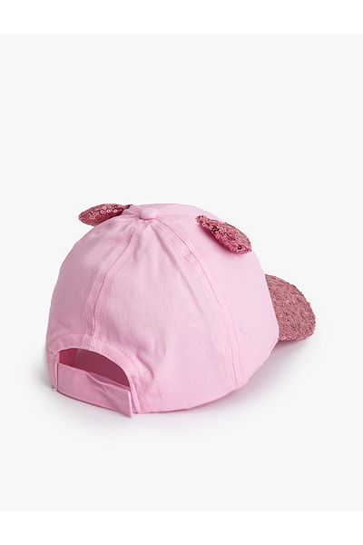 Koton Sequined Cat Cap Hat - Appliqued Design