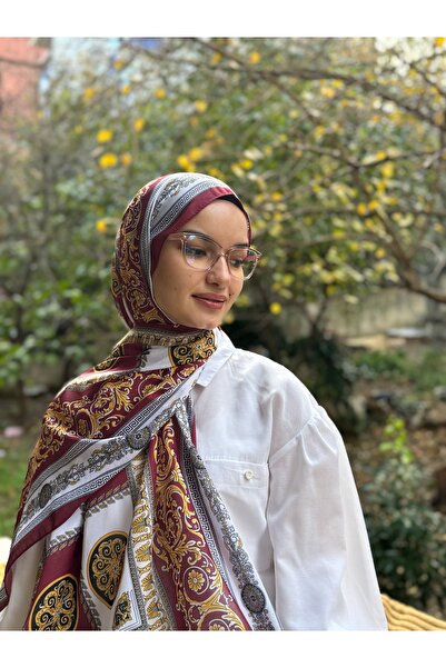 shalby Red Hijab Vera Patterned Cotton Soft Shawl