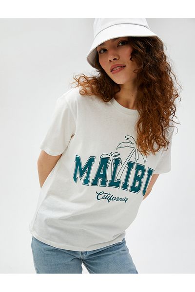 Koton Bavlněné tričko s potiskem Crew Neck