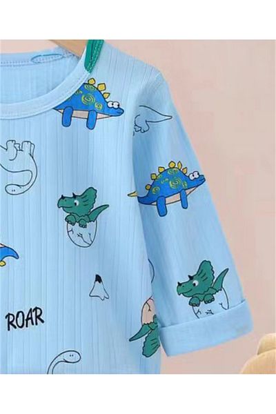Babyhug SAPS All Over Dino Print Pyjama Set - Blue