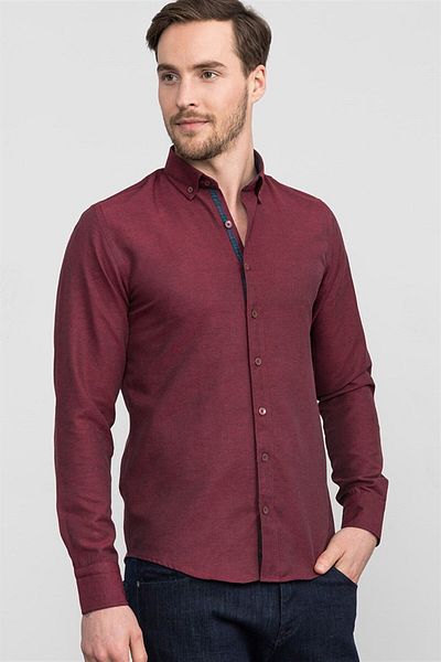 Tudors Slim Fit Slim Fit Μακρυμάνικο πουκάμισο Poplin γιακά Ανδρικό Αθλητικό πουκάμισο Oxford