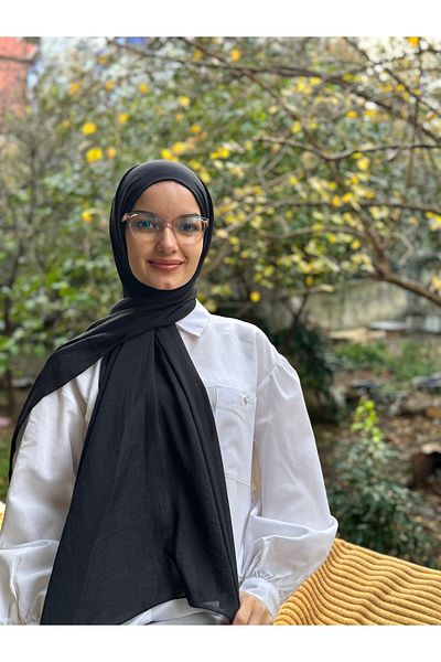 shalby Black Crash Shawl Hijab έτοιμο με βαμβάκι