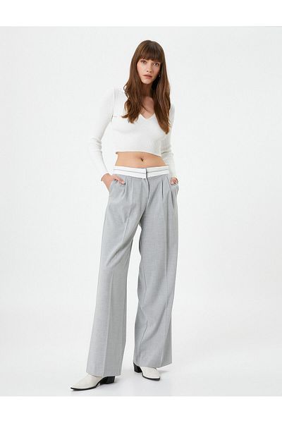 Koton Palazzo Trousers Pleat Detailed Pockets Normal Straight Leg