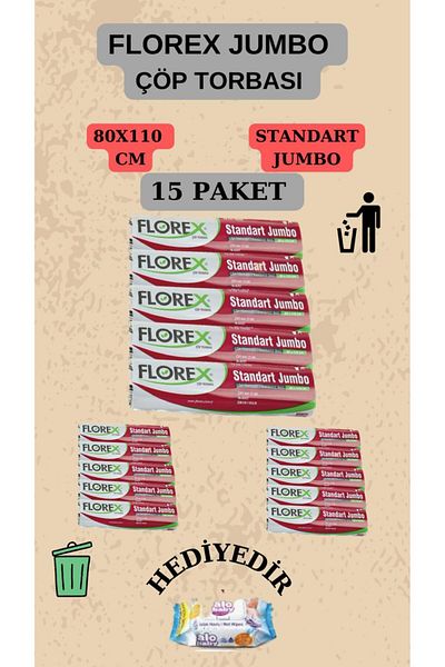 Florex   Standard Jumbo Size (80X110Cm) Garbage Bag X 15 Rolls 150 Pieces