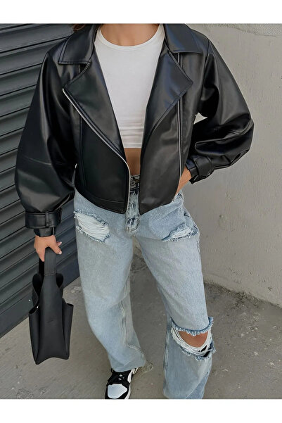 NET OF NOT Yeni Sezon Oversize Balon Kol Deri Ceket
