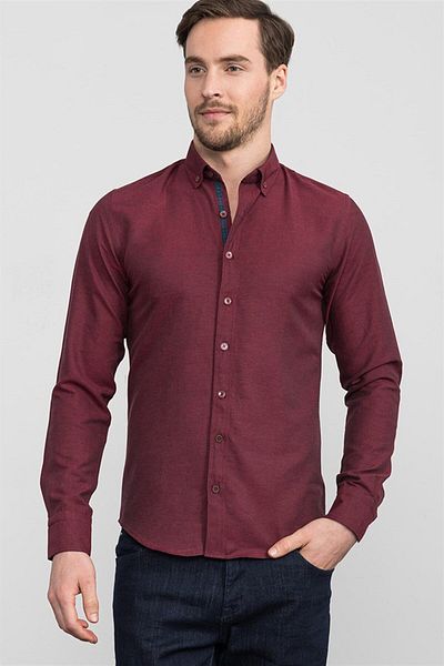 Tudors Slim Fit Slim Fit Μακρυμάνικο πουκάμισο Poplin γιακά Ανδρικό Αθλητικό πουκάμισο Oxford