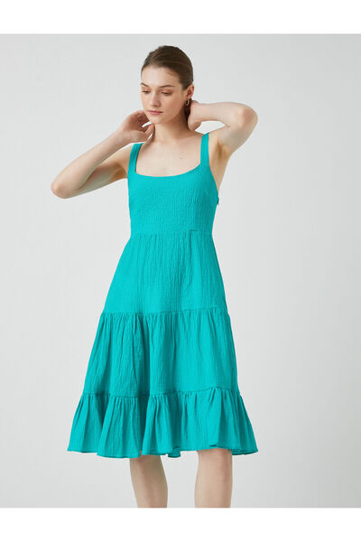 Koton Midikleid mit Rüschen und dicken Trägern