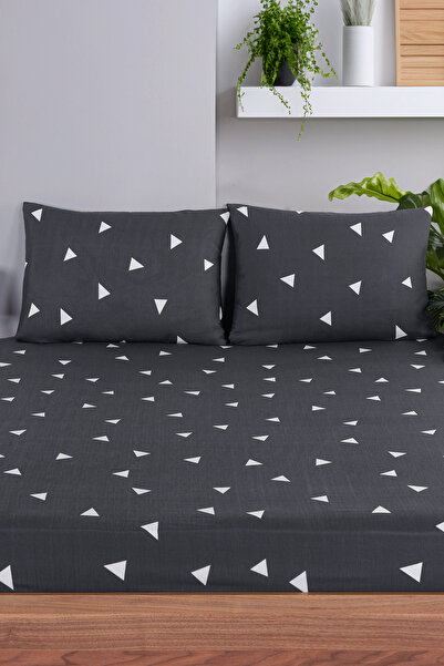 Eponj Home Gray Double Triangle Pes Fitted Sheet Set