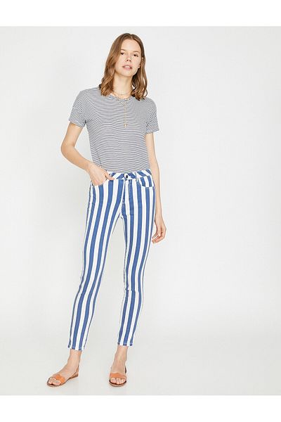 Koton Women's Navy Blue Trousers 9YAK43783MW