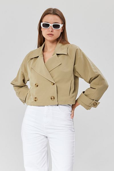 Bolivente Double Breasted Cut Women's Crop Trench Coat