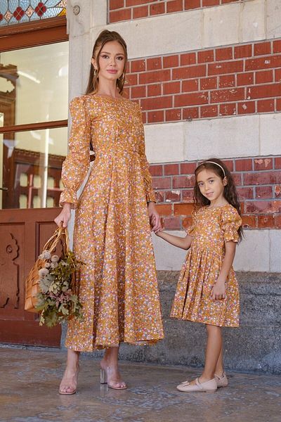 KÜÇÜĞÜM BUTİK Hijab floral de muştar de epocă - design mamă evazat cu braţul balonului