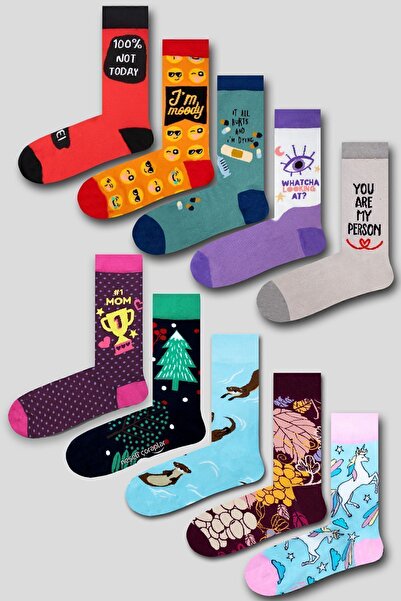 Neşeli Çoraplar Set of 12 Colorful Mixed Socks
