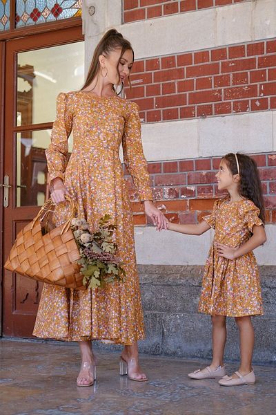 KÜÇÜĞÜM BUTİK Hijab floral de muştar de epocă - design mamă evazat cu braţul balonului