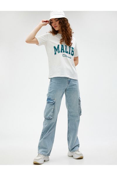 Koton Bavlněné tričko s potiskem Crew Neck