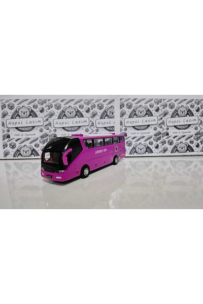 Diecast Models حافلة ركاب معدنية من مجموعة Dıecast Collection Dıecast مجموعة صوتية مضيئة مضيئة تضيء باب الحافلة وتفتح الأمتعة باللون الوردي