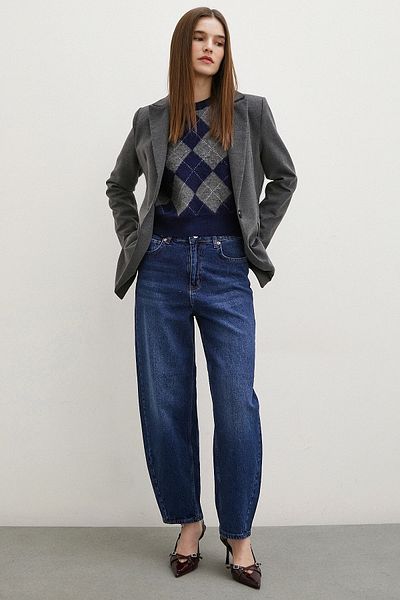 Never more Navy Blue High Waist Mom Jeans