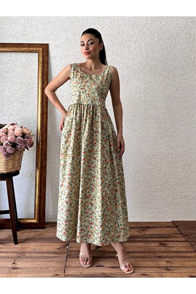 KÜÇÜĞÜM BUTİK Μίνι φλοράλ ποπλίνα με τετράγωνο γιακά