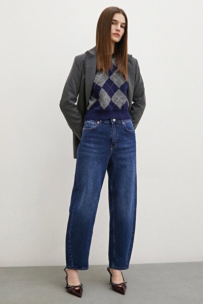 Never more Yüksel Bel Mom Jean Lacivert