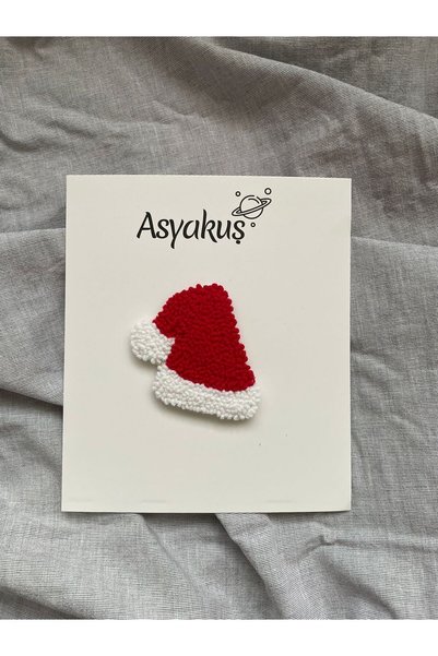 asyakuş Efsarstudio Handmade Punch New Year's Collection Santa Hat Clip Buckle