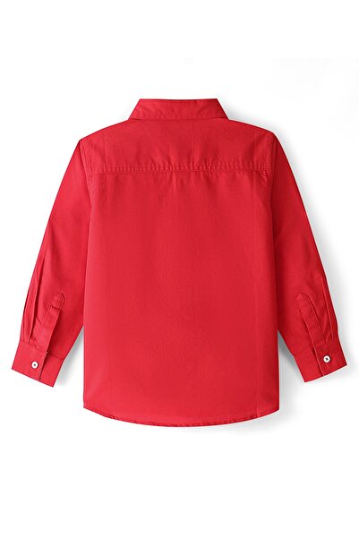 Pine kids Cotton Woven Full Sleeves Solid Colour Shirt - Red