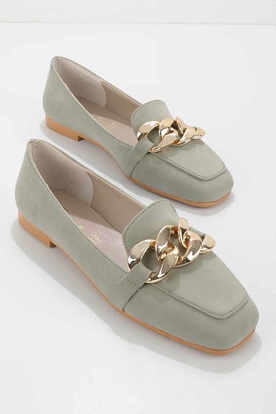 Bambi Wassergrüne Damen-Loafer-Schuhe aus Nubukleder K 01641165901