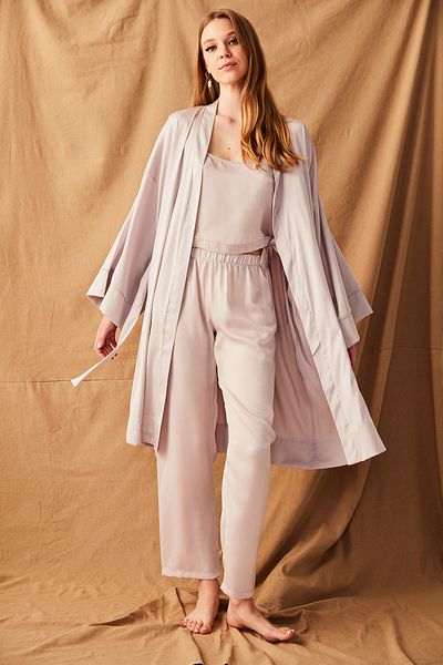Penti Hushed Violet Satin Dressing Gown
