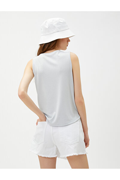 Koton Slogan Printed Undershirt Crew Neck Ribbed