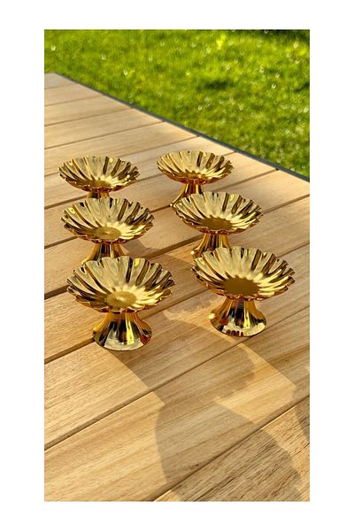 LUCKYHOMES 6-Piece Mussel Series - Standing Gold Coffee, Side Turkish Delight Bowl and Macarons Candy Bowl, Presentation and Catering Bowl
