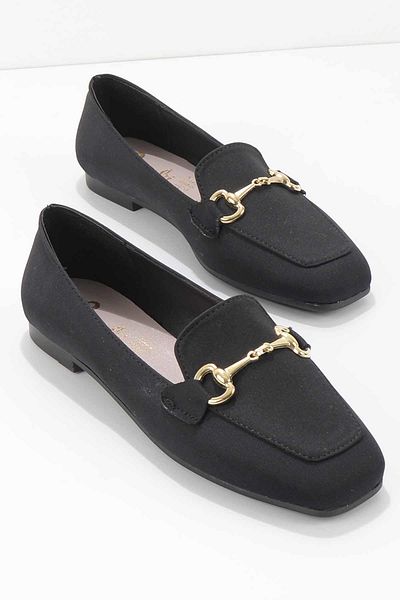 Bambi Mattschwarze Damen-Loafer-Schuhe K 01641165409