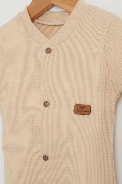 LOGO AKSESUAR Baby Colored Cotton Waffle Fabric Jumpsuit