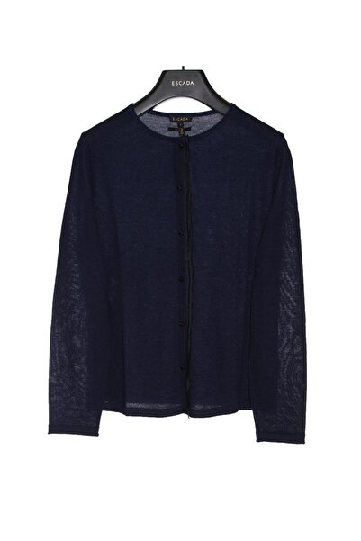 Escada Yuvarlak Yaka Normal Boy Lacivert Kaşmir Triko Hırka