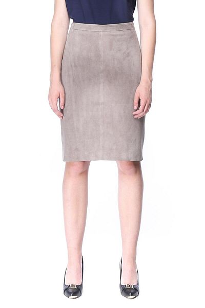 Escada Midi Length Mink Nubuck Pencil Skirt